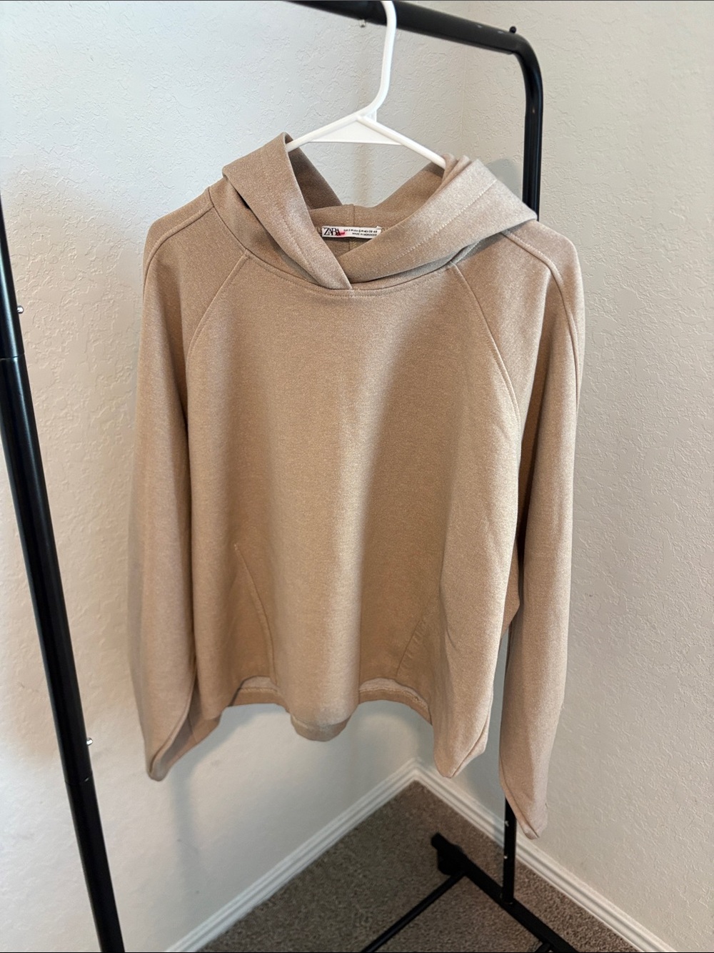 Zara Beige fleece Crewneck Hoodie Sweater
